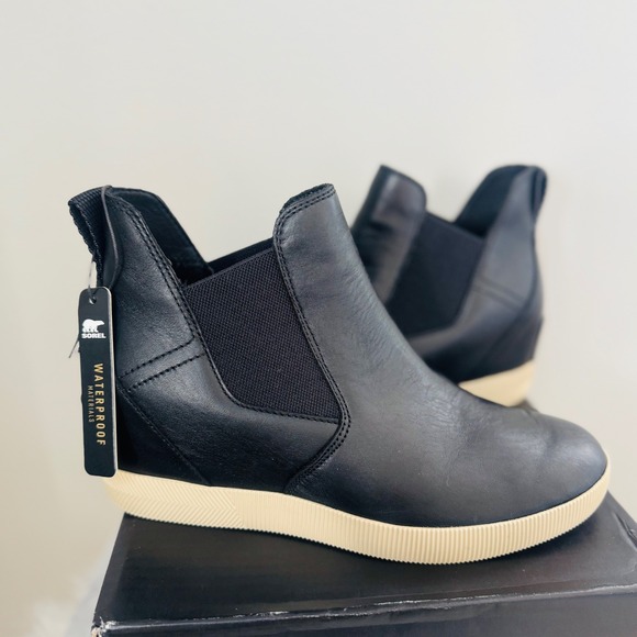 Sorel Out N About Wedge Leather Bootie, Ankle Boots Black, Size 9.5 NWT - Picture 16 of 16